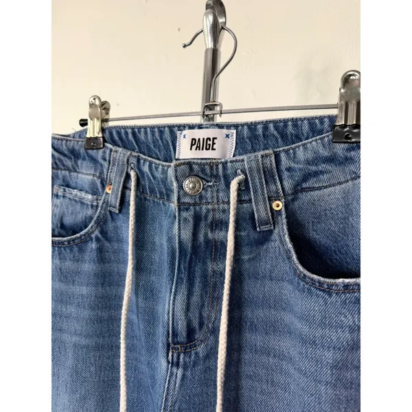PAIGE Zoey Wide Leg Jeans Blue Coastline Drawstring High Rise 26 - Image 3