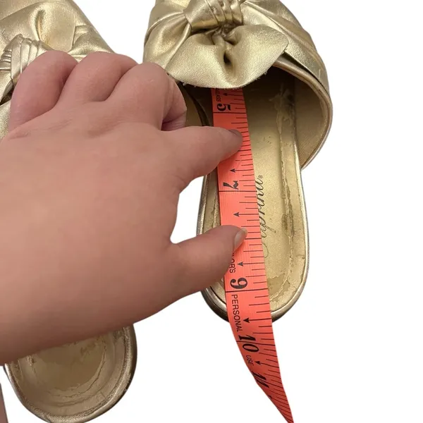Paprika Bow Mule Ruched Slip-On Gold 7.5 - Image 6