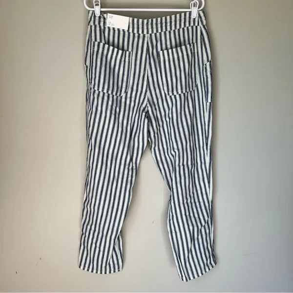 American Eagle Women’s Striped High Rise Taper Fir Pants Size 12 New - Image 5