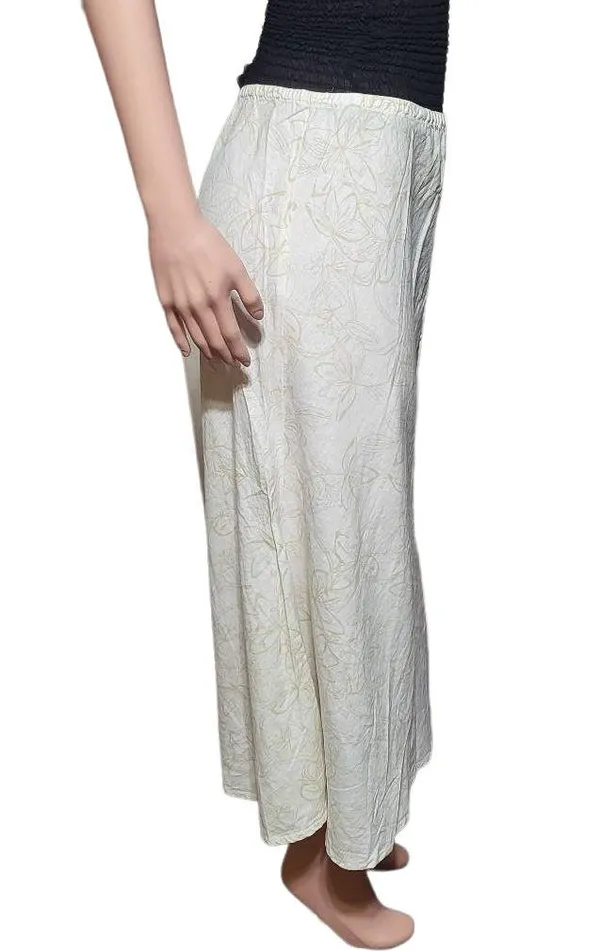 Pulp elastic waist white flower print linen pull-on skirt M - Image 5