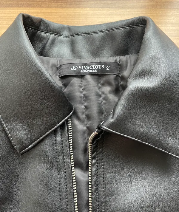 Black Faux Leather Jacket - Image 4