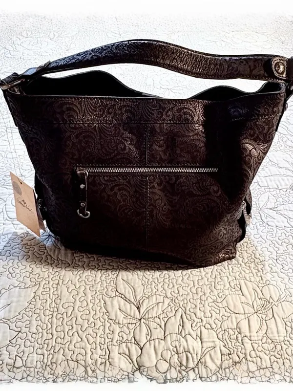 ♨️NWT Patricia Nash Lancaster Tooled Leather Studded Western Buckle Tote Bag❤️ - Image 5
