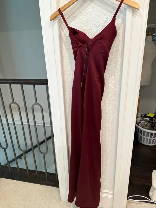 Katie May Burgundy Cowl Neck Maxi Dress Gown Size M - Image 4