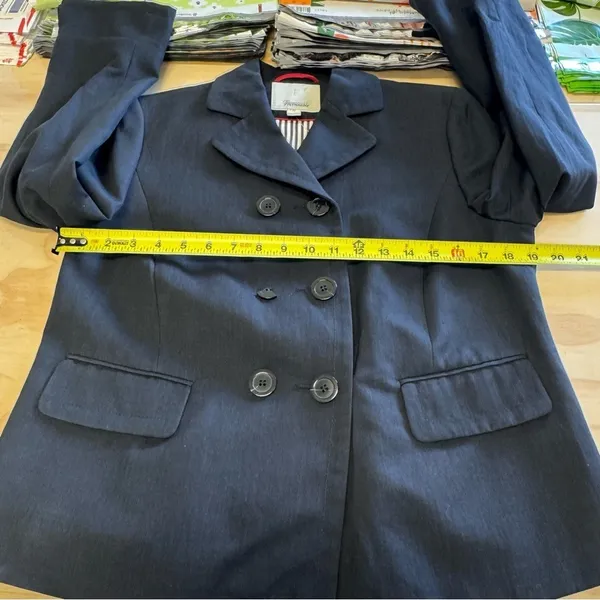 Facconable Linen Cotton Blend Double Breasted Minimalist Women's Blazer Jacket M Black Size M - Image 10