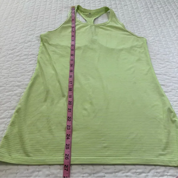Athleta High Neck Shadow Stripe Chi Tank Neon Green Racetrack Size Small - Image 4