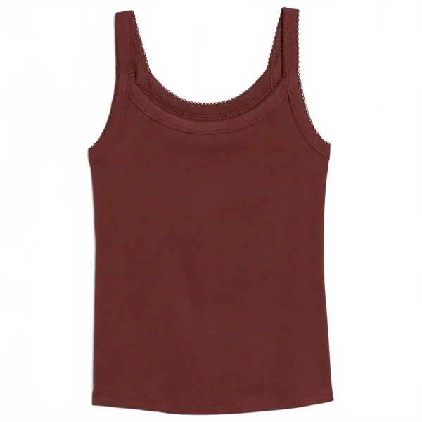 90s Ribbed Lace-Trim Tank Old Navy NWT Maroon Your Day Small - Image 3