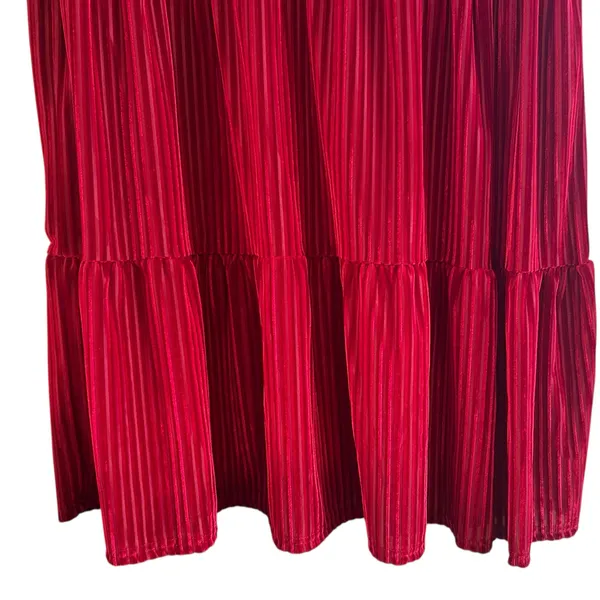 Velvet Burn Out Red Dress Boho Cottage Core Casual SZ 4X V Neck Short Sleeve - Image 5