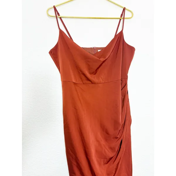 ShowPo Dazzling Lights Midi Dress Size 10 Satin Copper Rust - Image 10