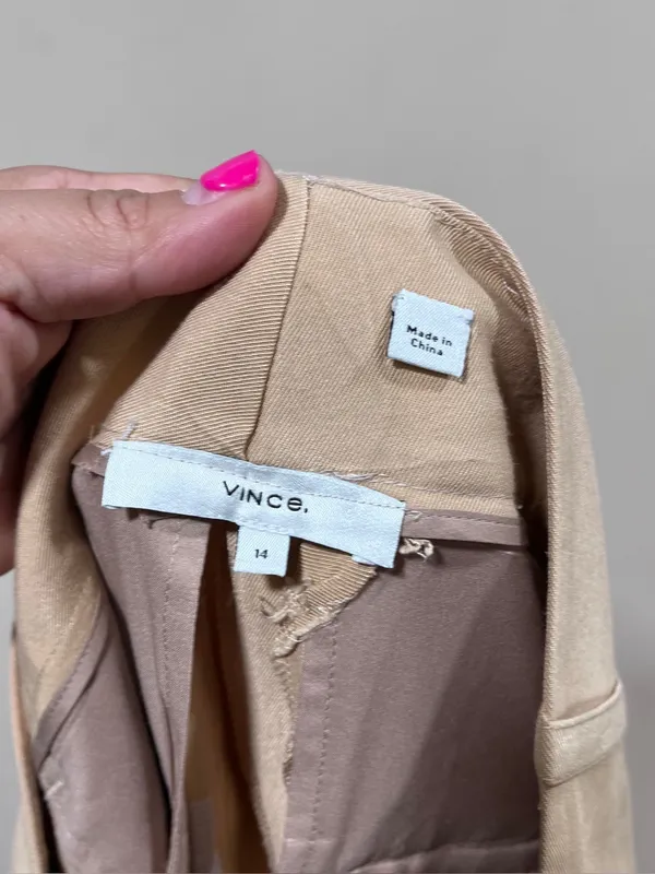 Vince Seam Front Trouser Wide Leg Camel Brown Khaki Size 14 - Image 9