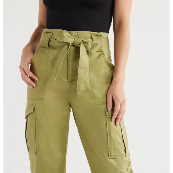 Sofia Jeans Womens Cargo Pants Size 4 Green High Rise Belted 26" Inseam Casual - Image 2