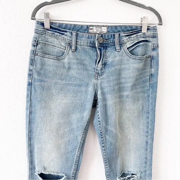 Free People Destroyed Skinny Jean Sitka - Image 3