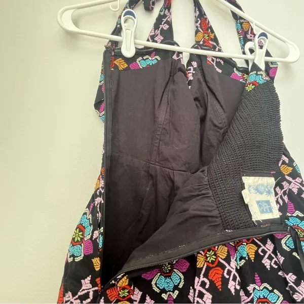 Anthropologie Edme & Esyllte Black Floral Halter Dress Size 4 - Image 9