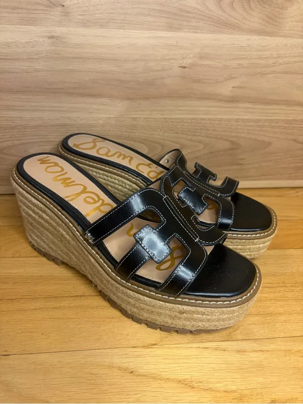 Sam Edelman Laine Black Platform Wedge Sandals - Size 9.5 - Image 2