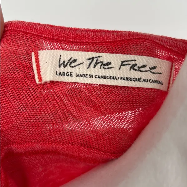 We The Free Free People Red Henley Tunic Top Button Front Slouchy Large - Image 2