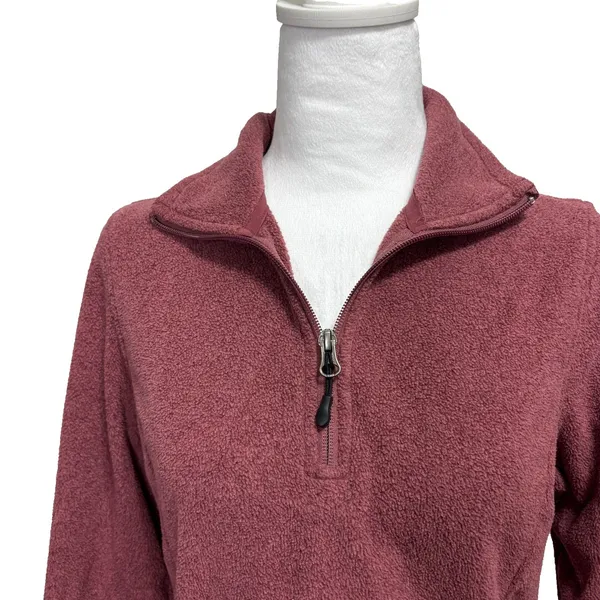 Quarter Zip Fleece Pullover Rose‎ Pink Soft Warm Activewear Outdoor HikingSmall - Image 4