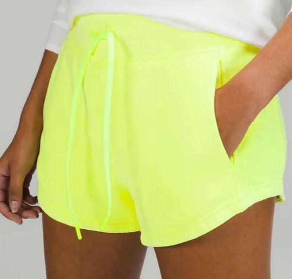 Lululemon Inner Glow High Rise Shorts Neon Yellow Highlighter Short Size 12 - Image 3