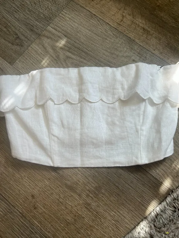 Reformation Lizzi Crop Linen Top White - Size 2 - Image 4