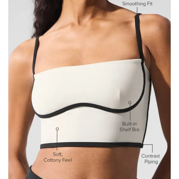 Alo Airbrush Streamlined Bra Tank Ivory Black Padded Sports Bralette Crop Top XS - Image 4