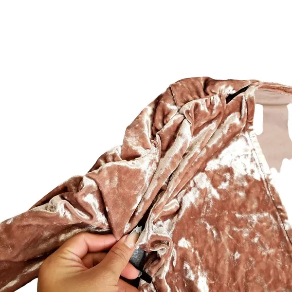 Leith Pink Velvet Long Sleeve Wrap Dress‎ - Image 3