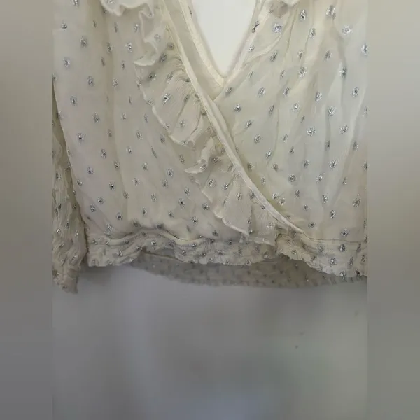 Abercrombie & Fitch Metallic Dot Ruffle Wrap Top Size S - Image 13