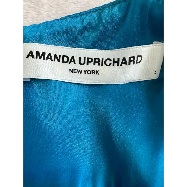 Amanda Uprichard Blue 100% Silk V-Neck Mini Dress Adjustable Straps Size S - Image 6