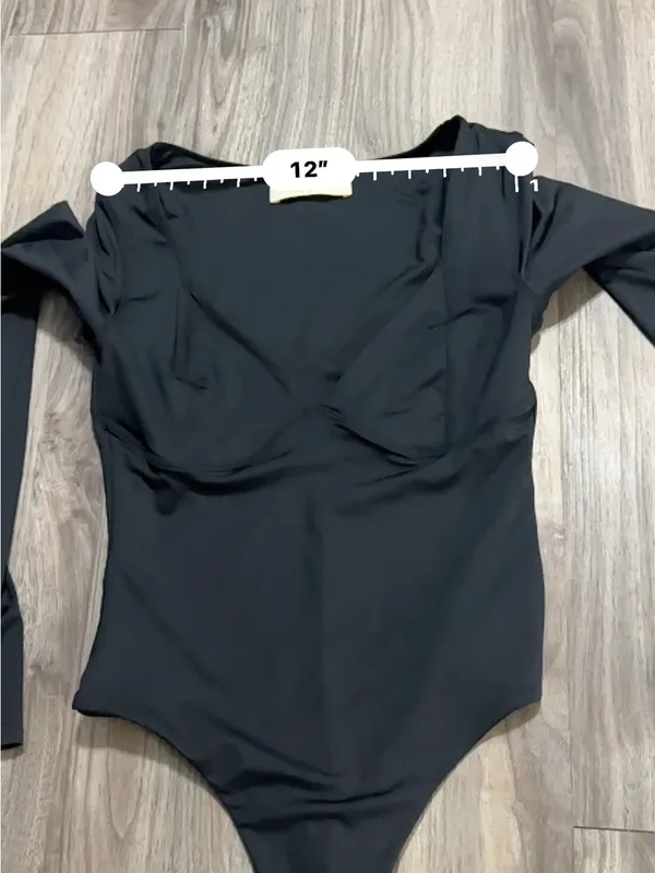 Long-Sleeve Black Underwire Bodysuit Bandeau - Image 8