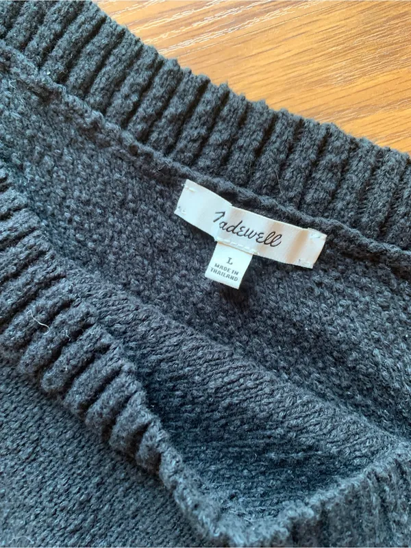 Madewell Black One-Shoulder Cropped Sweater Tank Cotton Women Size Large - Image 3