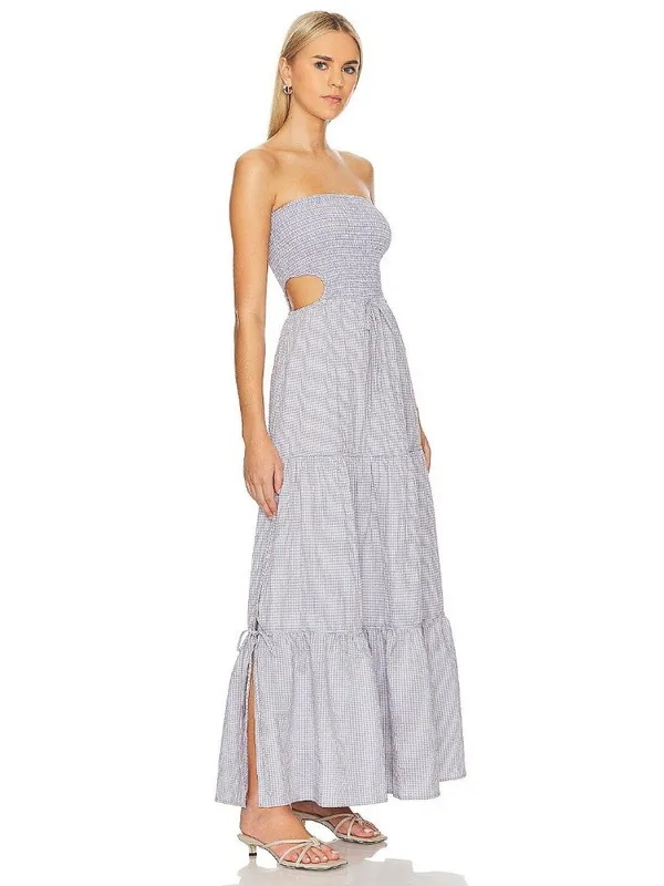 Rays for Days Kelle Cut Out Maxi Dress Coastal Cool Gingham Womens Size Medium - Image 2