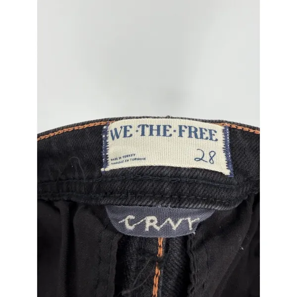 Free People We The Free Denim Shorts CRVY High Rise 28 Black Boho Festival - Image 5