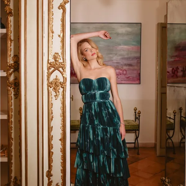 Hutch Lanza Strapless Tiered Ruffle Maxi Dress 4‎ Anthropologie Tulle Gown NWT - Image 5