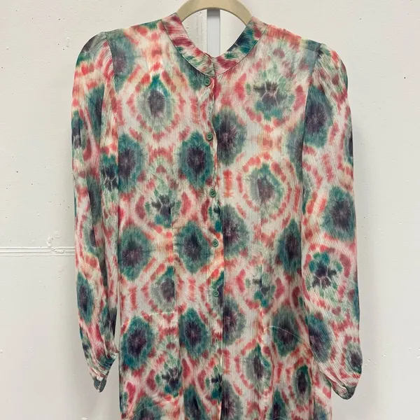 NWT Aldo Martins Capjuluca Greta Ikat Midi Dress Multi Color Button Front Size L - Image 3