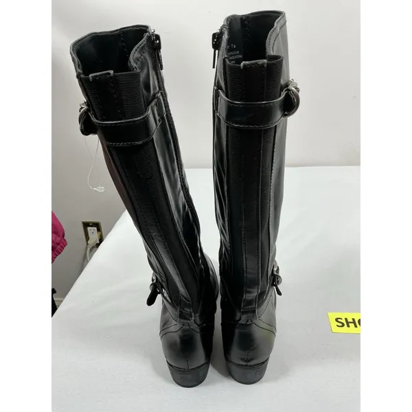 Womans Baretraps Tommy Knee High Riding Boots Size 7 M Black Full Zip - Image 5