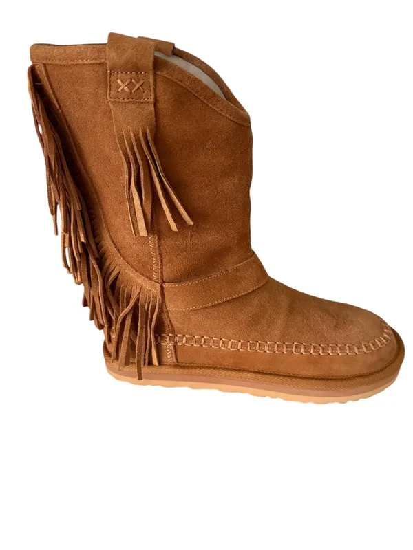 Free People Suede Faye Fringe Pull On Boots Color Honey Women’s 7.5 NWT - Image 6