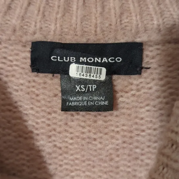 Club Monaco Sz XS Tan Long Sleeve Crewneck Wool Alpaca Blend Pullover Sweater - Image 4