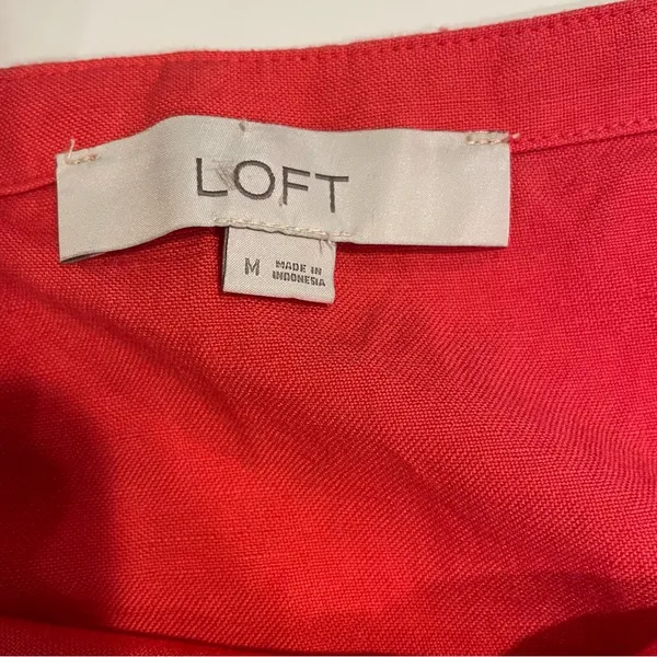 Loft Linen Blend Flounce Dress Women M Square Neck Above knee Coral Boho Fairy - Image 3