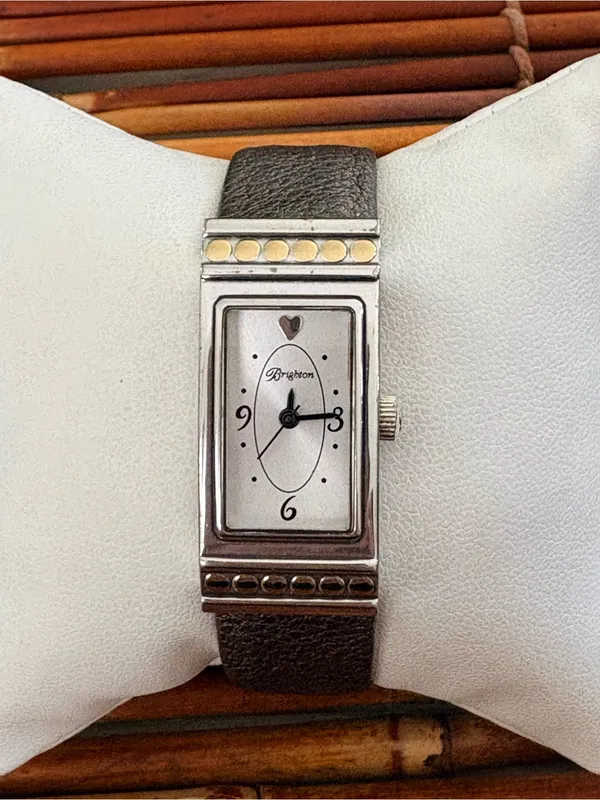 Brighton Two-Tone Rectangular Women's Watch with Gray Strap Needs Battery - Image 2