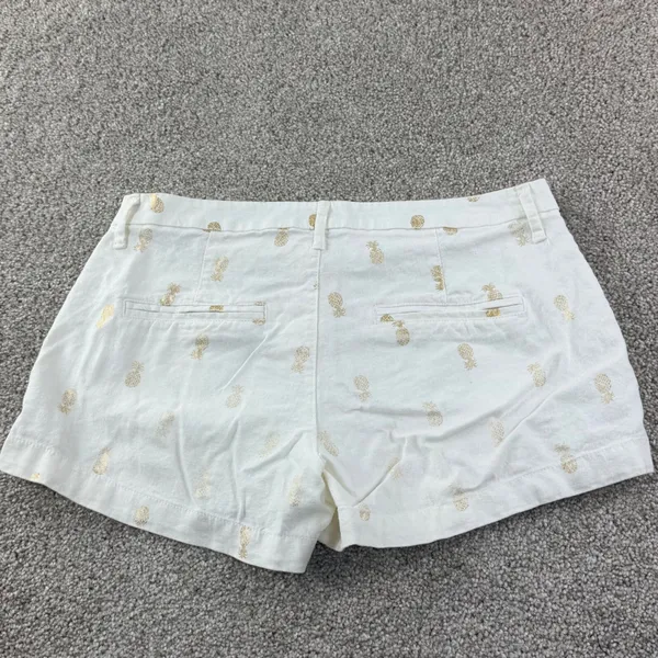 Gold Pineapple‎ Linen Blend Shorts Coastal Vacation Resort Women 4 Preppy Beachy - Image 8
