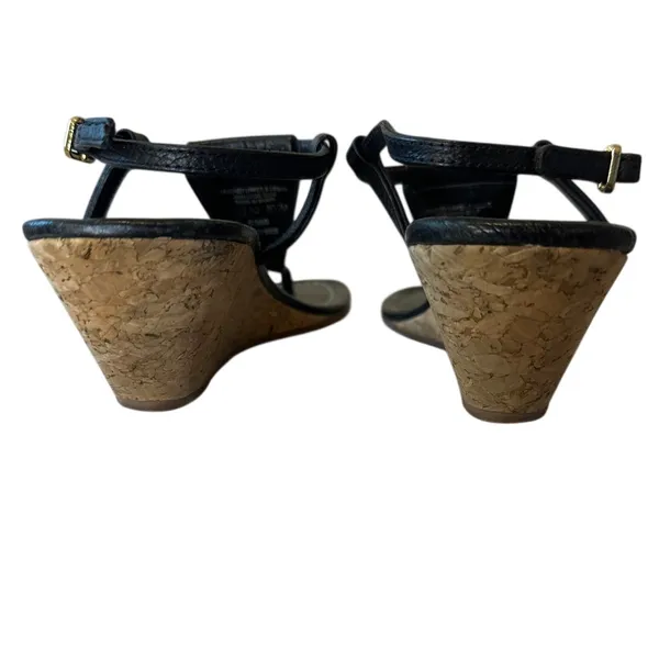 Tory Burch‎ Pauline Demi Cork Wedge Sandals Black 8.5 - Image 4