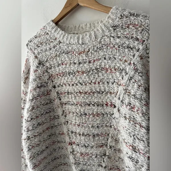 Altar’d State Lovely‎ Lash Cable Sweater Crewneck Pullover White Multicolor Soft - Image 5