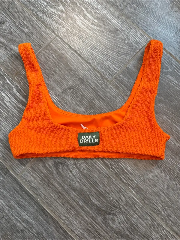 Daily Drills Neon Orange wave Textured Bikini Top size XS/S EUC - Image 2
