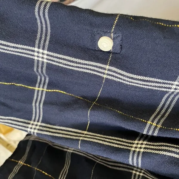 Tommy Hilfiger Women's Navy‎ Plaid Button Down Shirt Metallic Accents Size M - Image 5