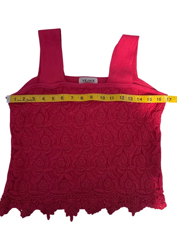 Hot Pink Lace Crop Top - Image 3