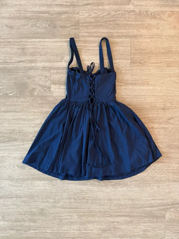 NWOT Iris Navy Blue Corset Fit & Flare Mini Dress – Size Small - Image 2