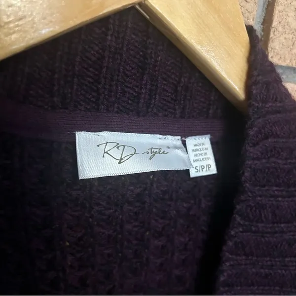 NWT RD Style Montoya Knit Open Cardigan Sweater Deep Purple/Burgundy Size S - Image 2