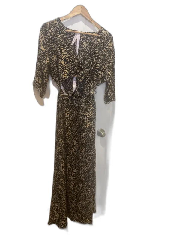 BALTIC BORN Morlana Maxi Dress | Black + Tan Print SIZE S - Image 3