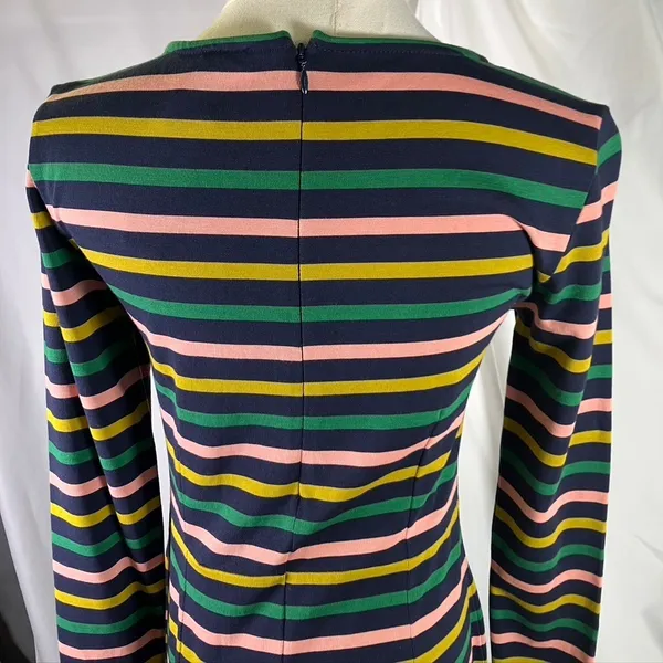 J. Crew Striped Knit‎ Midi Dress Long Sleeve Pink Green Yellow Navy Size 2 New - Image 12