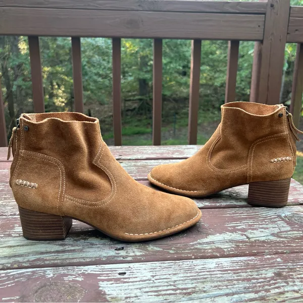UGG Women's Bandara Suede Ankle Brown Zip Block Heel Boots/Bootie/Shoes|Size:9.5 - Image 2