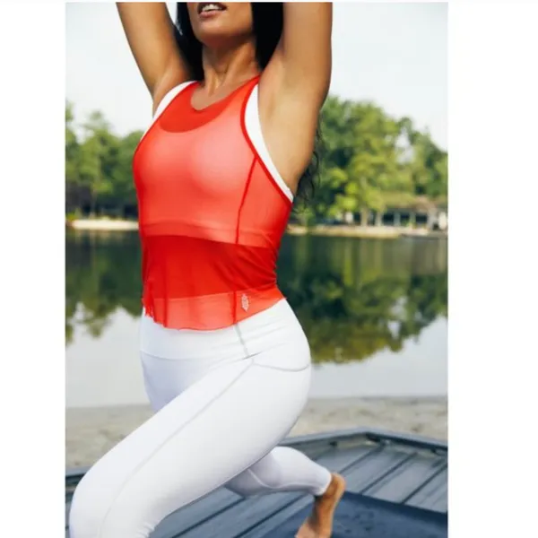 NWOT Free People Movement Mesh Sesh Tank Top Crop Heated Red - Image 2