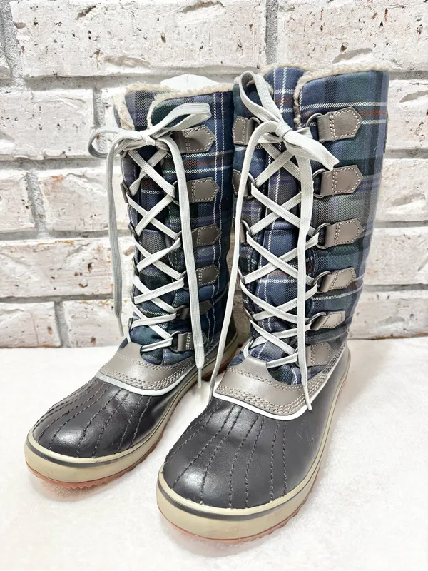 Sorel Tivoli High Plaid Lace-Up Waterproof Winter Boots Size 7.5 - Image 3