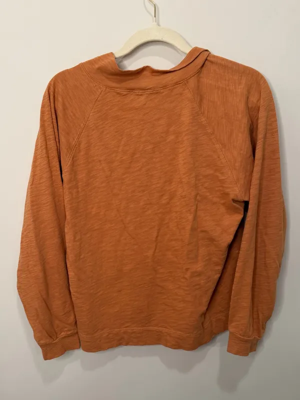 Lilla P Burnt Orange Cotton Slub Pullover Top Womens Size Medium Long Sleeve - Image 4